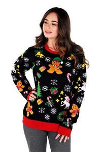 SOCAL LOOK Women Ugly Christmas Sweater - Funny Cute Festive Holiday Pullover - Picture 1 of 7