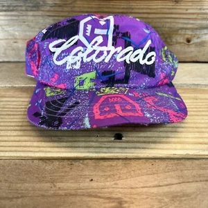 VTG 80s 90s Cash's Usa Colorado Graffiti Nylon Hook & Loop 5 Panel Hat - Picture 1 of 6