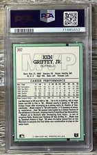 1991 Donruss Ken Griffey Jr MVP #392       PSA 9 MINT **ERROR No Dot After Inc**
