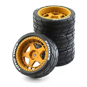 4x 1/10 RC Rubber Tire&Wheel 12mm Hex For HSP HPI Tamiya On Road Flat Run Car - Picture 1 of 4