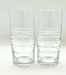 Pair 2 Elegant Stiffel Etched Glass Highball Tumblers - Picture 1 of 3