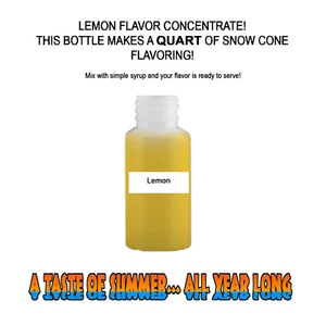 LEMON MIX SNOW CONE/SHAVED ICE FLAVOR CONCENTRATE MAKES 1 QUART - Picture 1 of 1