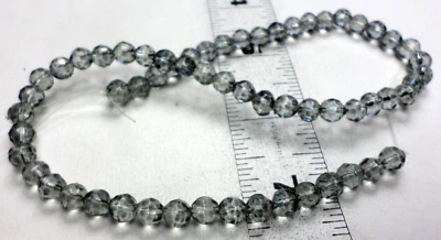 120 винтажных чешских круглых бусин из граненого стекла 6 мм с черными бриллиантами 2–14 дюймов - Изображение 1 из 4