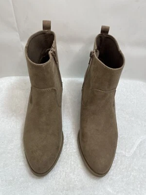 Old Navy Women’s Size 6 Brown Suede Enter Side Zip Down Ankle Boots - Image 1 of 4