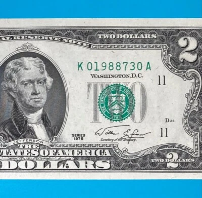 1988 July 3 (K 01988730 A) BIRTHDAY  $2 Two Dollar Bill 1976 Series (_1988/7/3_) - Image 1 of 4