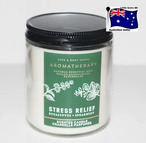 BATH AND BODY WORKS STRESS RELIEF AROMATHERAPY GLASS JAR 7oz CANDLE Single Wick - Picture 1 of 1
