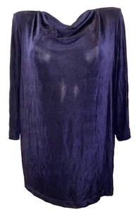 Nueva Blusa CITIKNITS Top Para Mujer Talla Grande 1X Azul Oscuro Cuello Drapeado 3/4 Slv Nueva con Etiquetas - Imagen 1 de 6