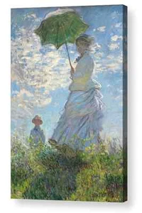 CLAUDE MONET WOMAN WITH A PARASOL REPRO CANVAS BOX PRINT A1, A2, A3, A4 SIZE - Picture 1 of 2