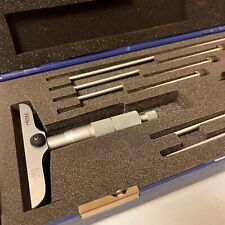 Fowler 0-6" Depth Micrometer, Case, and Anvils