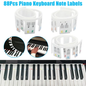 Removable Piano Keyboard Note Labels 88 Keys Reusable Silicone Piano Stickers - Picture 1 of 9