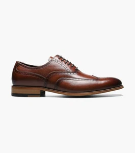 Herren Stacy Adams Dunbar Cognac Leder Wingtip Anzugschuhe 25064-221 - Bild 1 von 7