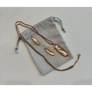 Kendra Scott Rose Gold Opal Necklace & Earring Jewelry Set Excellent - Picture 1 of 5