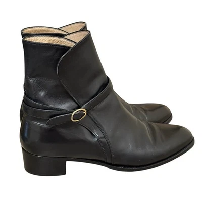 Botines Tanino Crisci Cuero Negro Talla 37.5 Hebilla Correa Hechos en Italia Foto 1 de 4