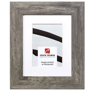 74030 11 x 14 Inch Faux Gray Barnwood Picture Frame Matted to Display an 8 x ... - Picture 1 of 4