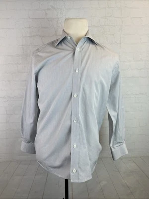 Camisa de vestir ajustada de algodón a cuadros gris para hombre Hickey Freeman 14,5 30 Foto 1 de 4