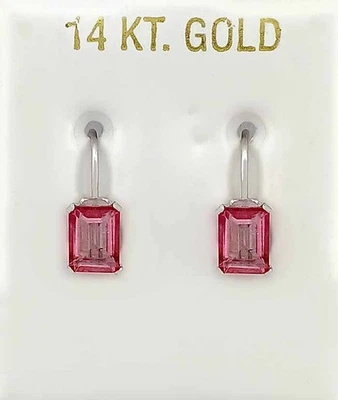 GENUINE 2.36 Cts PINK SAPPHIRE DANGLING EARRINGS 14K WHITE GOLD -Free Appraisal  - Image 1 of 4