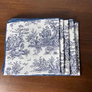 Toile Baumwolle Servietten 5er Set weiß & blau 16,75"x 17,25" - Bild 1 von 11