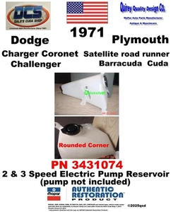 1971 Charger Cuda Road Runner GTX Washer Fluid Bottle Electric 3431074 USA - Bild 1 von 3