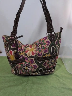 Relic Floral Canvas Hobo Shoulder Bag Multicolor Purse Boho Cottagecore - Image 1 of 4