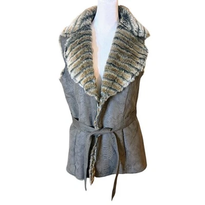 Alberto Makali Women's Faux Fur Suede Vest with Belt Size Large - Image 1 of 4