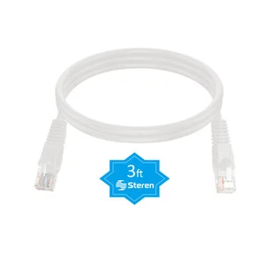 Cable de parche Steren 3 ft Cat5e sin enganches UTP cULus moldeado blanco - Imagen 1 de 4