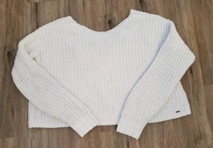 Maglione donna maglia Hollister taglia LG bianco panna crop top - Foto 1 di 9
