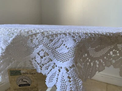 White Tablecloth, Round, Lace 35" x 35"   *NEW WITH TAG*  FREE SHIPPING. - Image 1 of 2