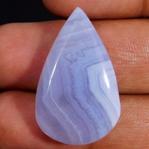 Natural Miraculous Blue Lace Agate Pear Cabochon 24.30Cts. Loose Gemstone - Picture 1 of 3