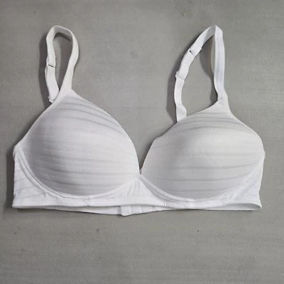 Sujetador Warners Mujer 38B Blanco Rayas Camiseta Correa Inalámbrica Ajustable Foto 1 de 4