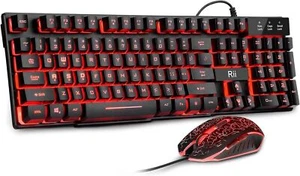 Rii Gaming Keyboard and Mouse Set, 3-LED Backlit Mechanical - Picture 1 of 8
