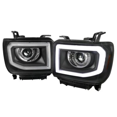 For 14-15 GMC Sierra 1500  Black Projector Halogen Headlights w/LED DL Signal - Image 1 of 4