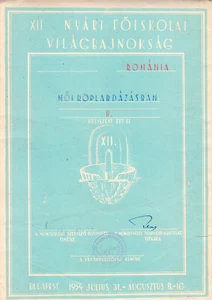 Hungary, 1954, Vintage Volleyball Diploma - XII Summer School World Championship - Picture 1 of 1
