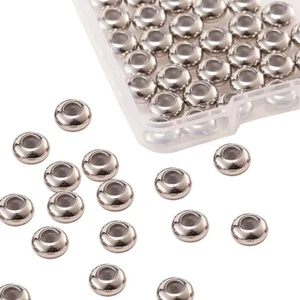 50x Stainless Steel Rubber Slider Stopper Beads for Jewelry Making Accessories - Picture 1 of 4