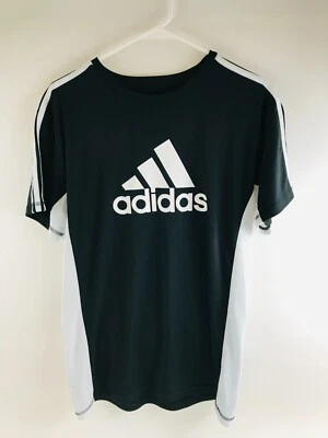 Camiseta Adidas Niño Talla XL Negra Blanca Logo Estampado Manga Corta Cuello Redondo Foto 1 de 4