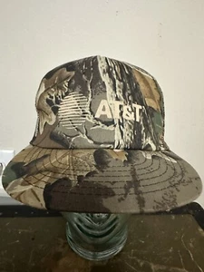 AT&T Logo Trucker Hat Camouflage Mesh SnapBack Vintage SnapBack Made In USA NOS - Picture 1 of 6