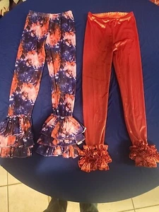 Boutique Ruffle Bottom Pants Girls 8 Lot Of 2 Pair - Picture 1 of 6