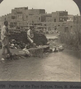 Indians & Pueblo of the Taos Indians Taos casi nuevo Keystone Stereoview c1900 - Imagen 1 de 5