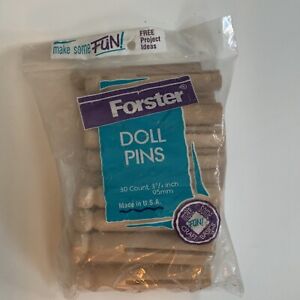 Vintage Forster Wooden Doll Pins 30 Wood Clothes Pins Made in USA  In Package