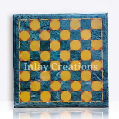 Green Marble Chess Set With 32 figures Pices, Handmade Chess Table Top. - Image 1 of 4