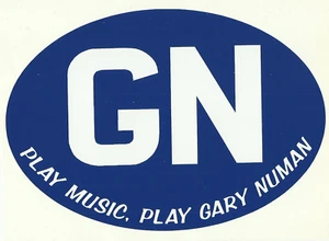 GARY NUMAN GN play music play gary numan BERSERKER BLUE VINYL OVAL STICKER - Picture 1 of 3