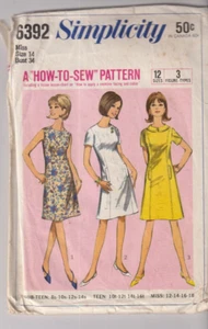 6392 SIMPLICITY c.1966 How to Sew - DRESS - Sz 14 B 34" - Picture 1 of 2
