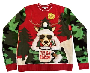 CELEBRATE TOGETHER UGLY CHRISTMAS SWEATER Gr. S Hirsch Tasche Getränk Bierhalter - Bild 1 von 19
