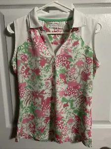 Pebble Beach Women’s Golf Tank Top Floral Pullover Collared V Neck, Medium - Picture 1 of 4