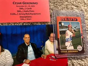 CESAR GERONIMO 1975 TOPPS "MINI" #41 OUR SHOW SIGNED AUTO CINCINNATI REDS ASTROS - Picture 1 of 1