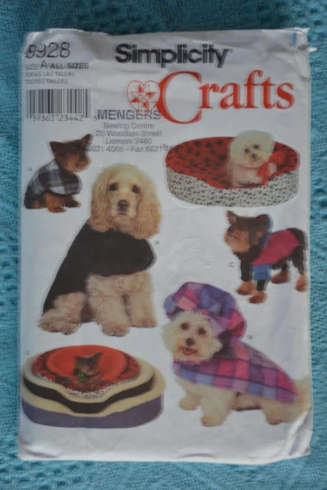 #8928 Simplicity CRAFTS Sewing PATTERN - Dog Bed Covers & Dog Coats UNCUT-UNCUT. - image 1 of 1