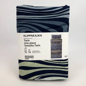 Ikea KLIPPNEJLIKA Twin Duvet Cover & Pillowcase Bed Set Blue Multicolor New - Picture 1 of 4