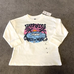 COTTON ON Boys Size 4 Shirt Long Sleeve Scout Drop Shoulder T-shirt Waves - Picture 1 of 5
