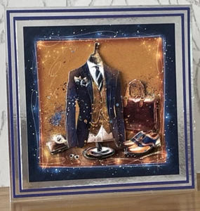 Handmade 6"x6" Gentleman's Clothes Themed Birthday Card - Picture 1 of 3
