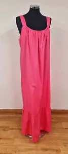 River Island Pink Sundress Size 18 Maxi NEW Beach Pure Cotton Strappy Tiered - Picture 1 of 8