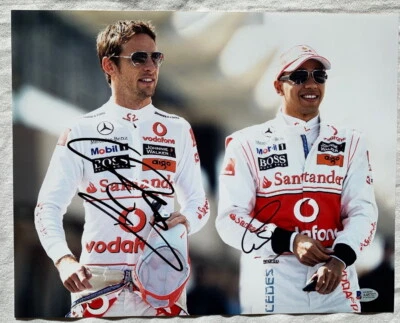 Lewis Hamilton & Jenson Button signed 11x14 photo F1 McLaren Mercedes *BECKETT* - Image 1 of 2